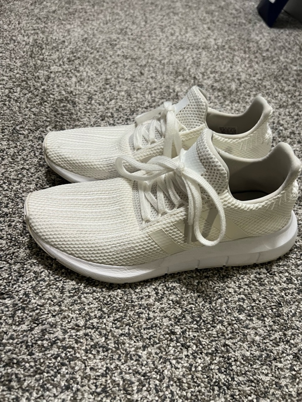Adidas Men's All-White Knit Athletic Sneakers - Picture 4 of 8